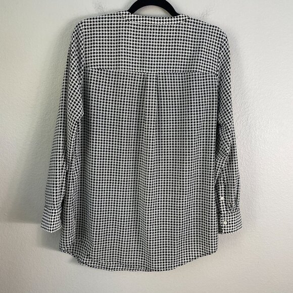 Talbots Womens Plus X Houndstooth Tunic Top Long Sleeve Black White Shirt Blouse - Picture 8 of 9